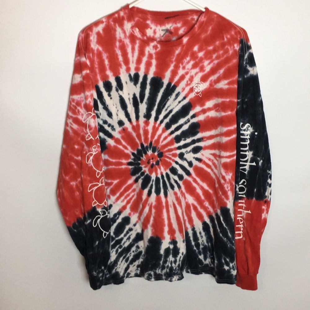 Simply Southern Women’s tie dye turtle long sleeve tee shirt size large